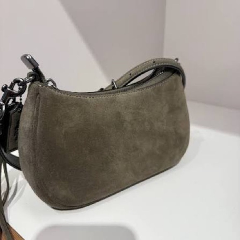 NEW Teri Coach Mini Crossbody Bag green suede with tags Authentic purse 👜 - Picture 8 of 9